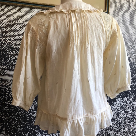 Anthropologie Lithe blouse Cream romantic size 0 - Picture 4 of 5